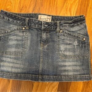 American Rag Women's Distressed Blue Denim Mini Skirt